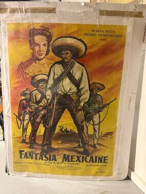 Original Vintage French Movie Poster 1959 Mexican Drama Fantasia Mexicaine 66"